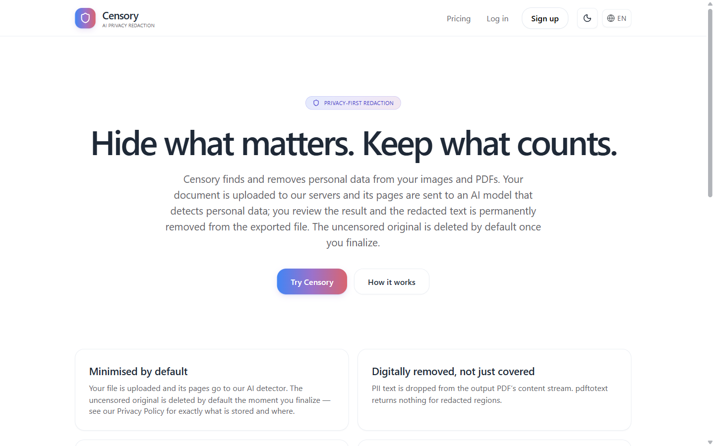 Screenshot of Censory